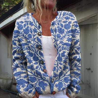 Harper Women's Floral Knit Cardigan Sweater | Relaxed Fit, Button-Front 1