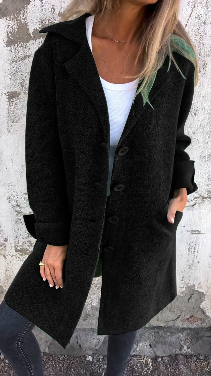 Harper Women's Long Button-Front Lapel Coat | Relaxed Fit, Versatile 10