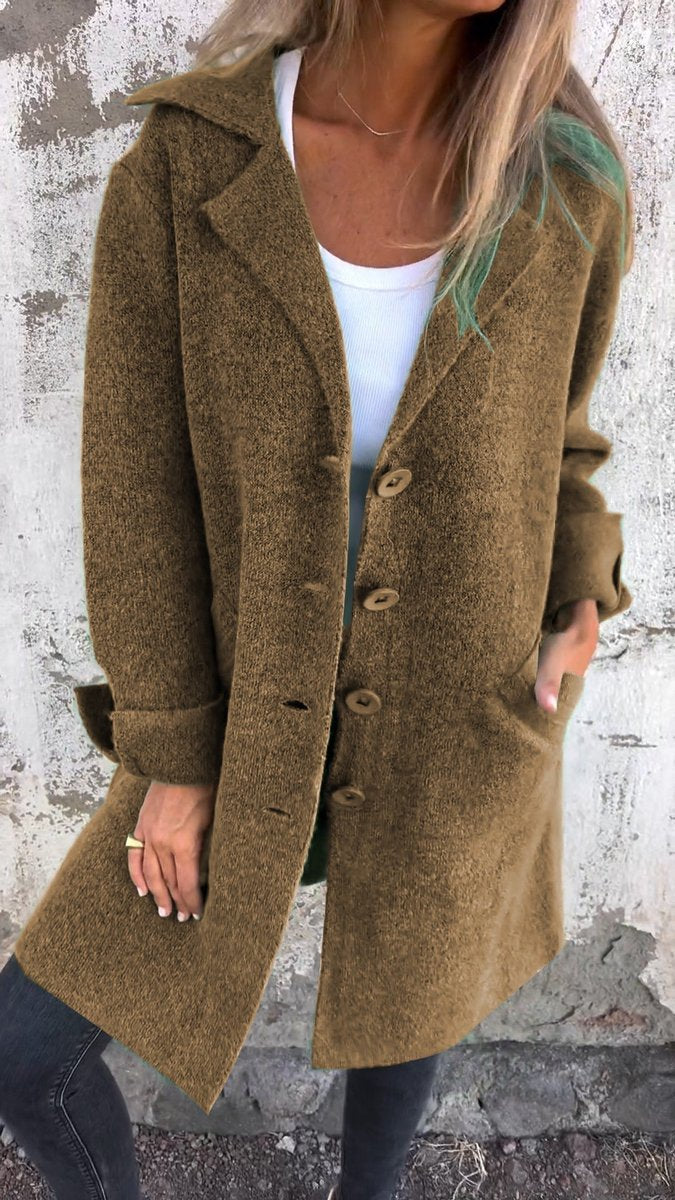 Harper Women's Long Button-Front Lapel Coat | Relaxed Fit, Versatile 7