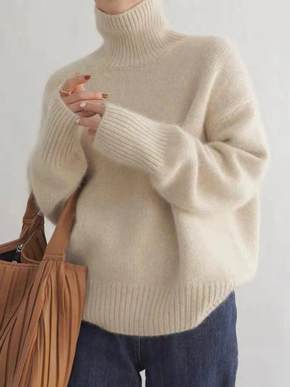 Harper Women's Oversized Sweater | Luxurious Cashmere Knit Turtleneck 0