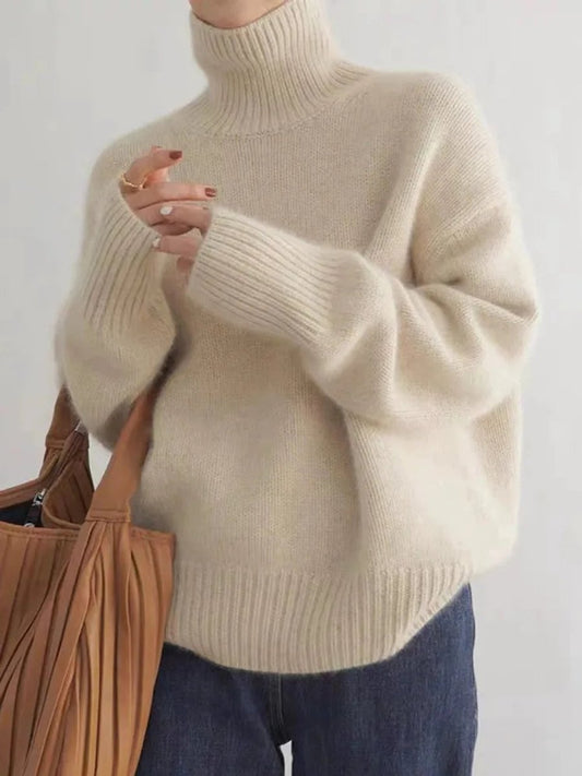 Harper Women's Oversized Sweater | Luxurious Cashmere Knit Turtleneck 0