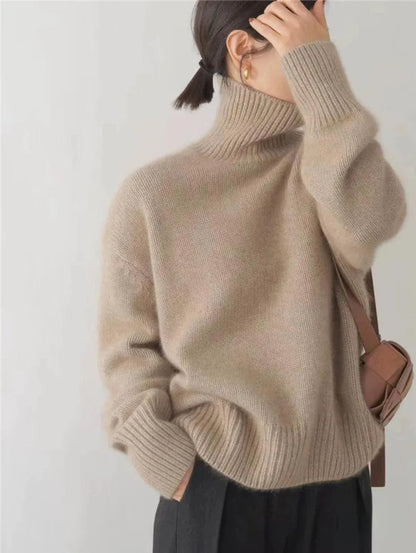 Harper Women's Oversized Sweater | Luxurious Cashmere Knit Turtleneck 5