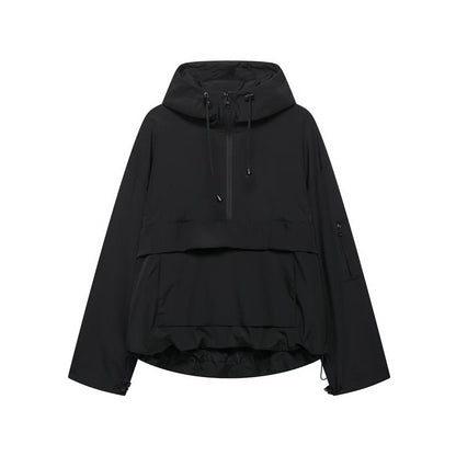 Harper Women's Quilted Jacket | Oversized Half-Zip Anorak with Hood 0