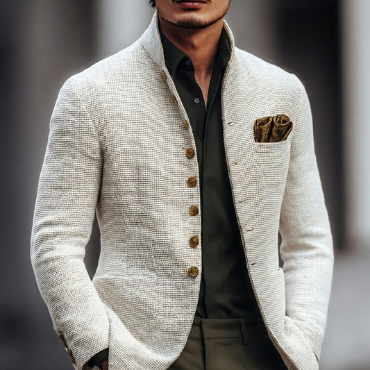 Haven Men's Cardigan with Stand Collar and Single-Breasted Design 0