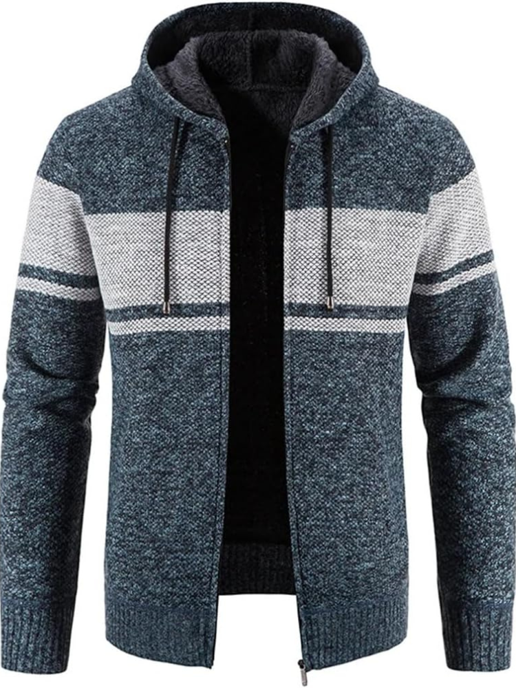 Haven Men's Winter Jacket with Hood and Stripe Pattern 0