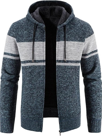 Haven Men's Winter Jacket with Hood and Stripe Pattern 0