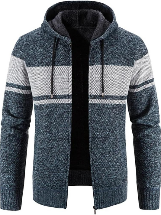Haven Men's Winter Jacket with Hood and Stripe Pattern 0