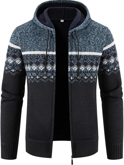 Haven Men's Winter Jacket with Hood and Stripe Pattern 1