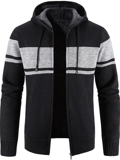 Haven Men's Winter Jacket with Hood and Stripe Pattern 10
