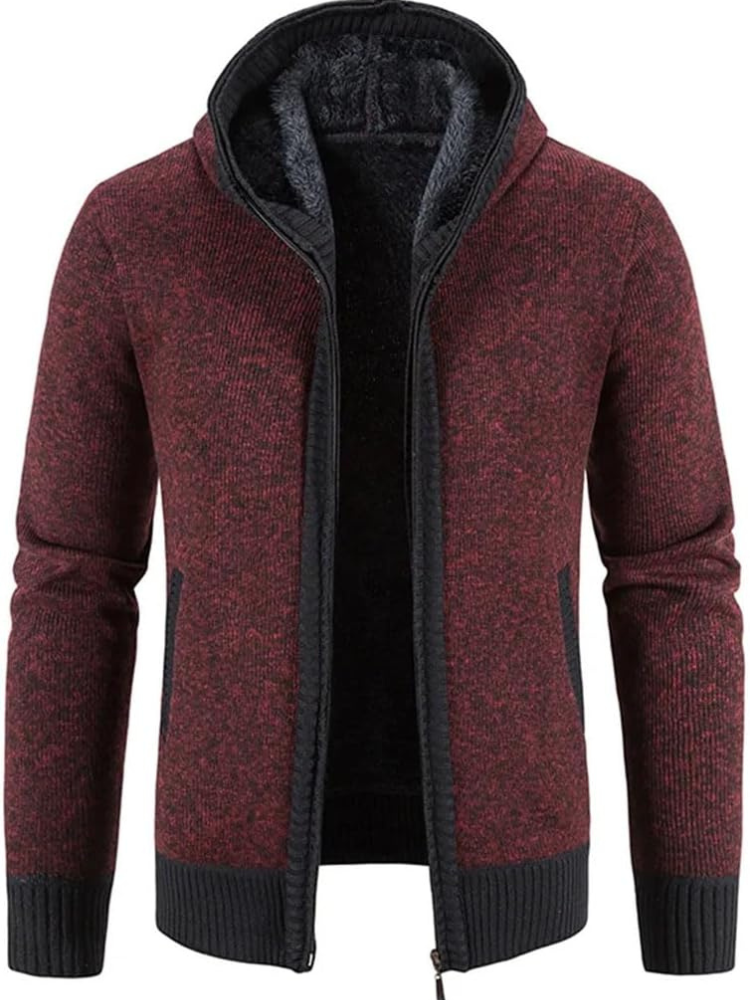 Haven Men's Winter Jacket with Hood and Stripe Pattern 12