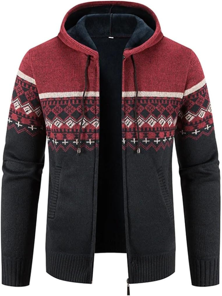 Haven Men's Winter Jacket with Hood and Stripe Pattern 2