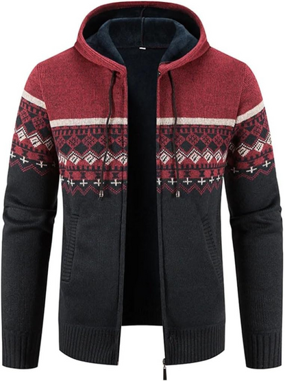Haven Men's Winter Jacket with Hood and Stripe Pattern 2