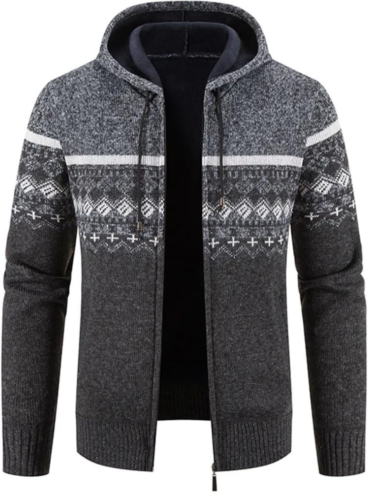 Haven Men's Winter Jacket with Hood and Stripe Pattern 3