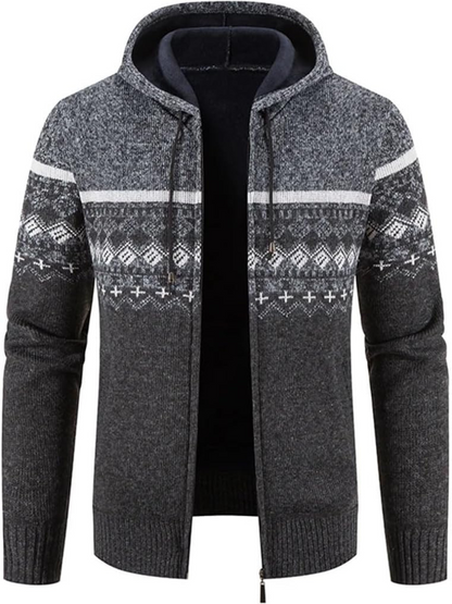 Haven Men's Winter Jacket with Hood and Stripe Pattern 3