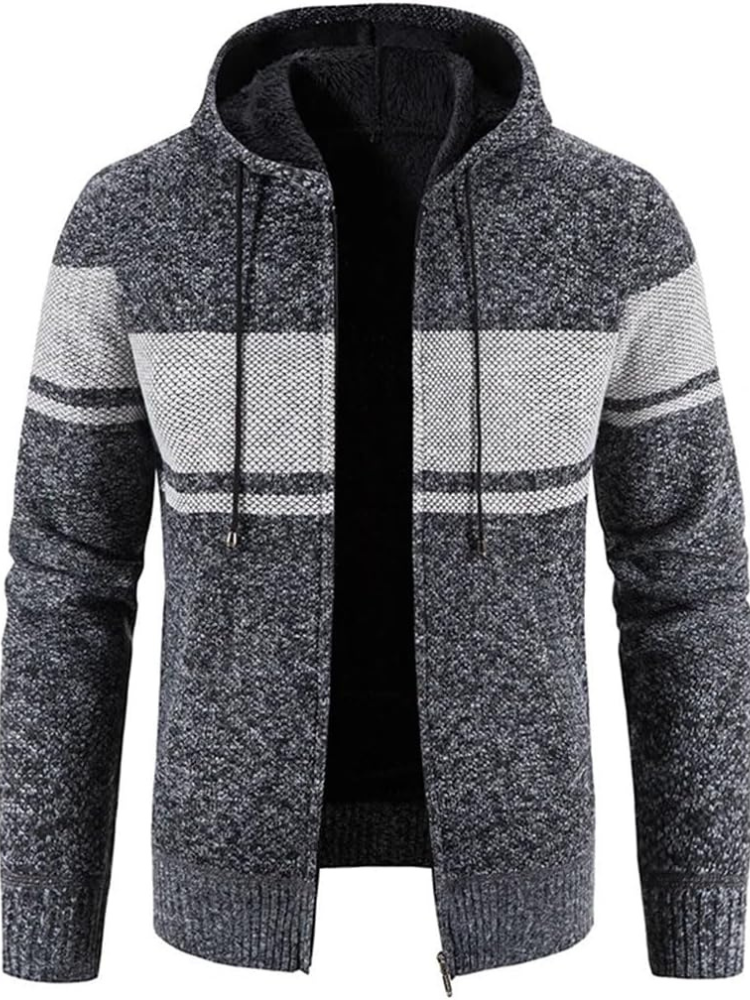 Haven Men's Winter Jacket with Hood and Stripe Pattern 4