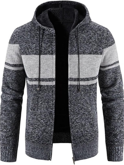 Haven Men's Winter Jacket with Hood and Stripe Pattern 4