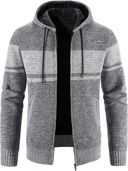 Haven Men's Winter Jacket with Hood and Stripe Pattern 8