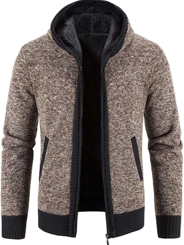 Haven Men's Winter Jacket with Hood and Stripe Pattern 9