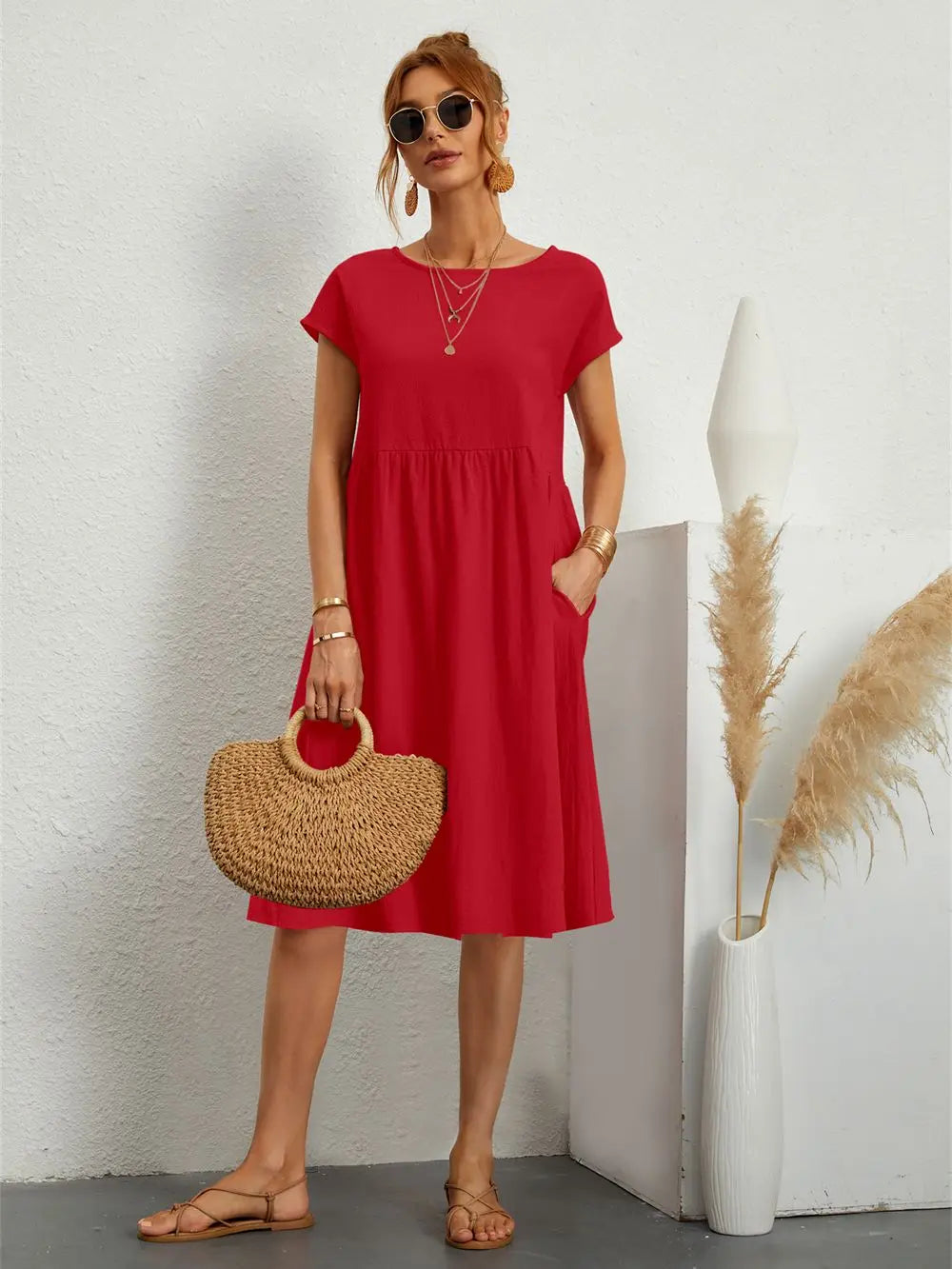 Haven Women’s A-Line Dress with Functional Pockets and Short Sleeves 1