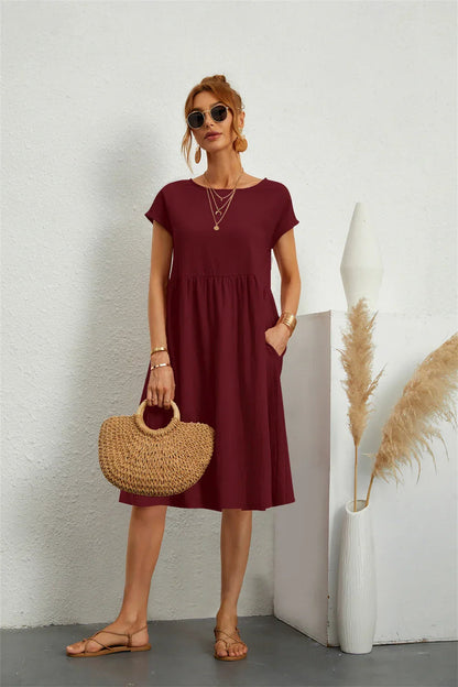 Haven Women’s A-Line Dress with Functional Pockets and Short Sleeves 10
