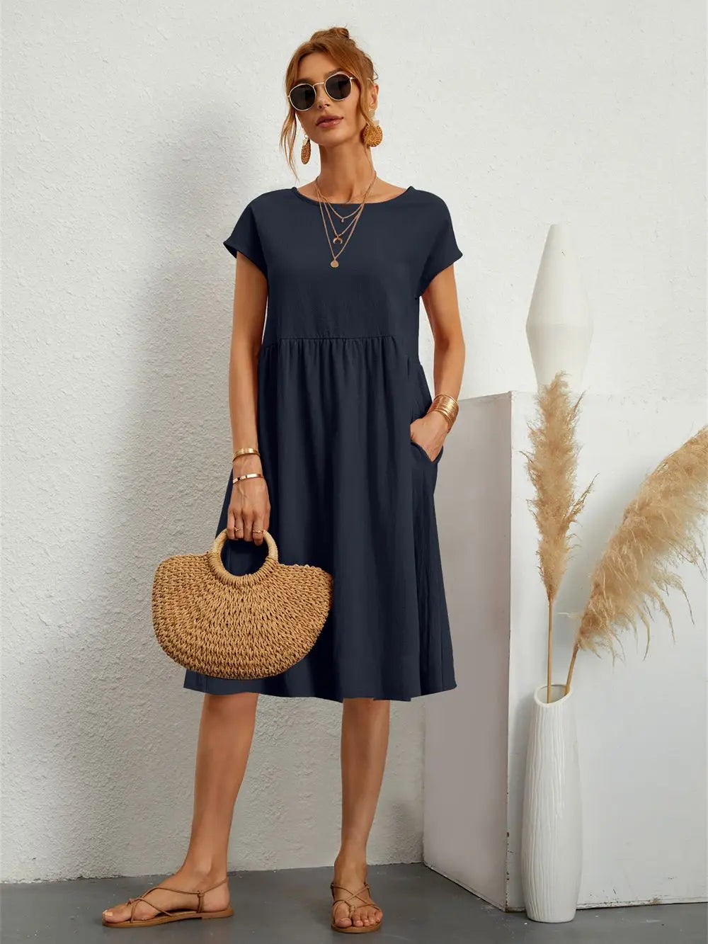 Haven Women’s A-Line Dress with Functional Pockets and Short Sleeves 11