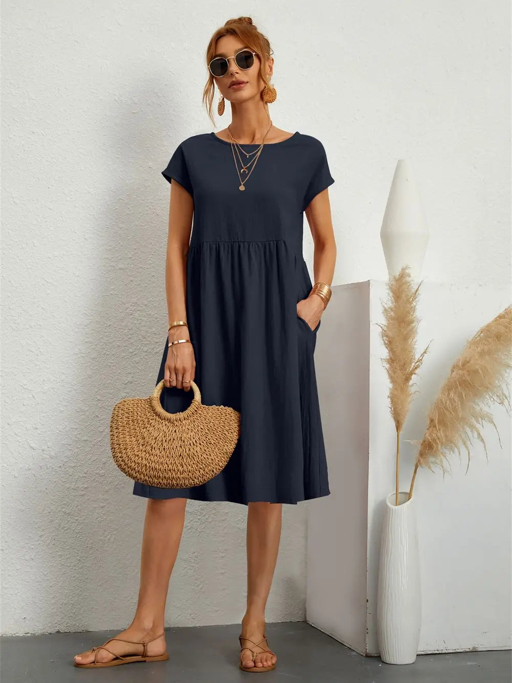 Haven Women’s A-Line Dress with Functional Pockets and Short Sleeves 5