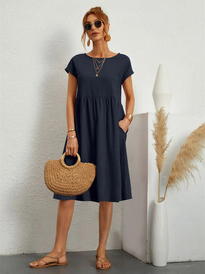 Haven Women’s A-Line Dress with Functional Pockets and Short Sleeves 5