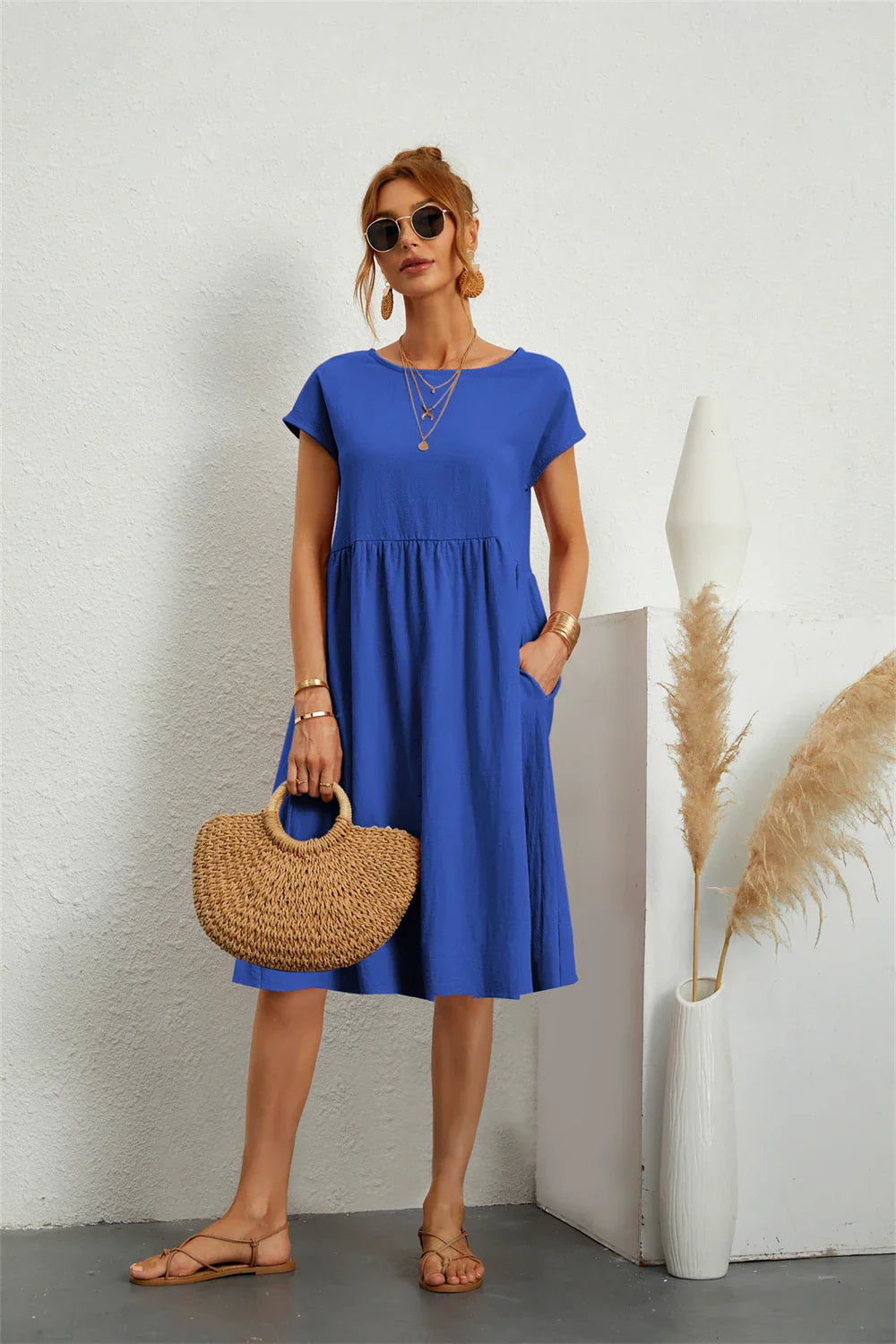 Haven Women’s A-Line Dress with Functional Pockets and Short Sleeves 7