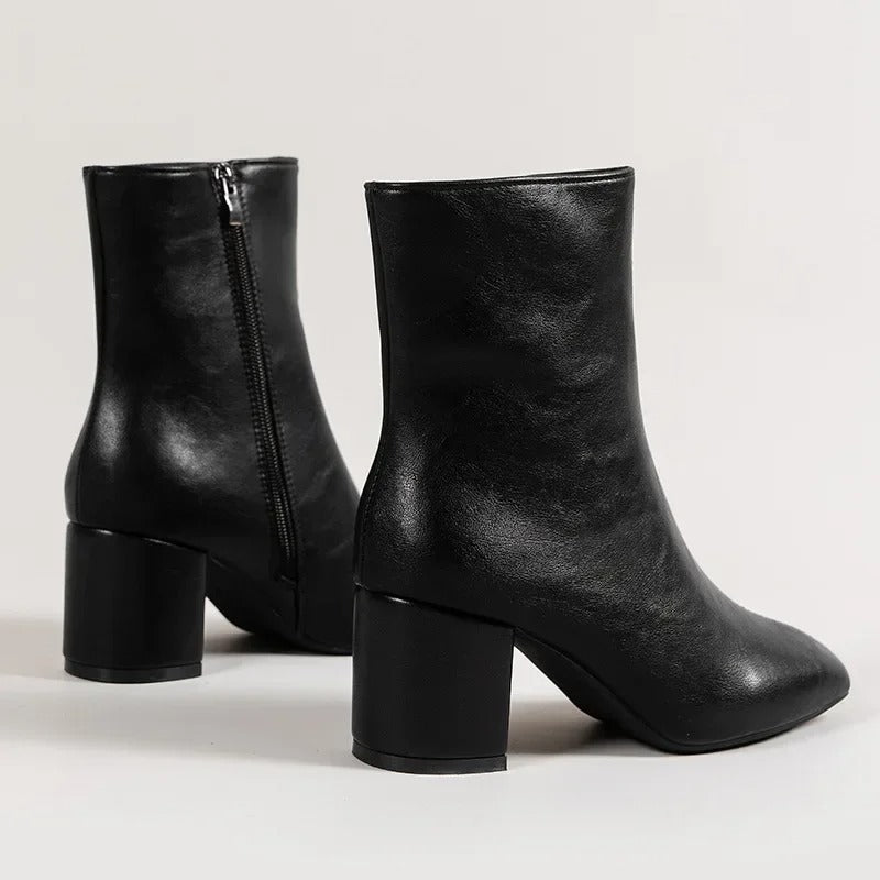Haven Women's Black Ankle Boots | Pointed Toe, Block Heel 8