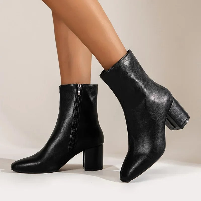 Haven Women's Black Ankle Boots | Pointed Toe, Block Heel 9