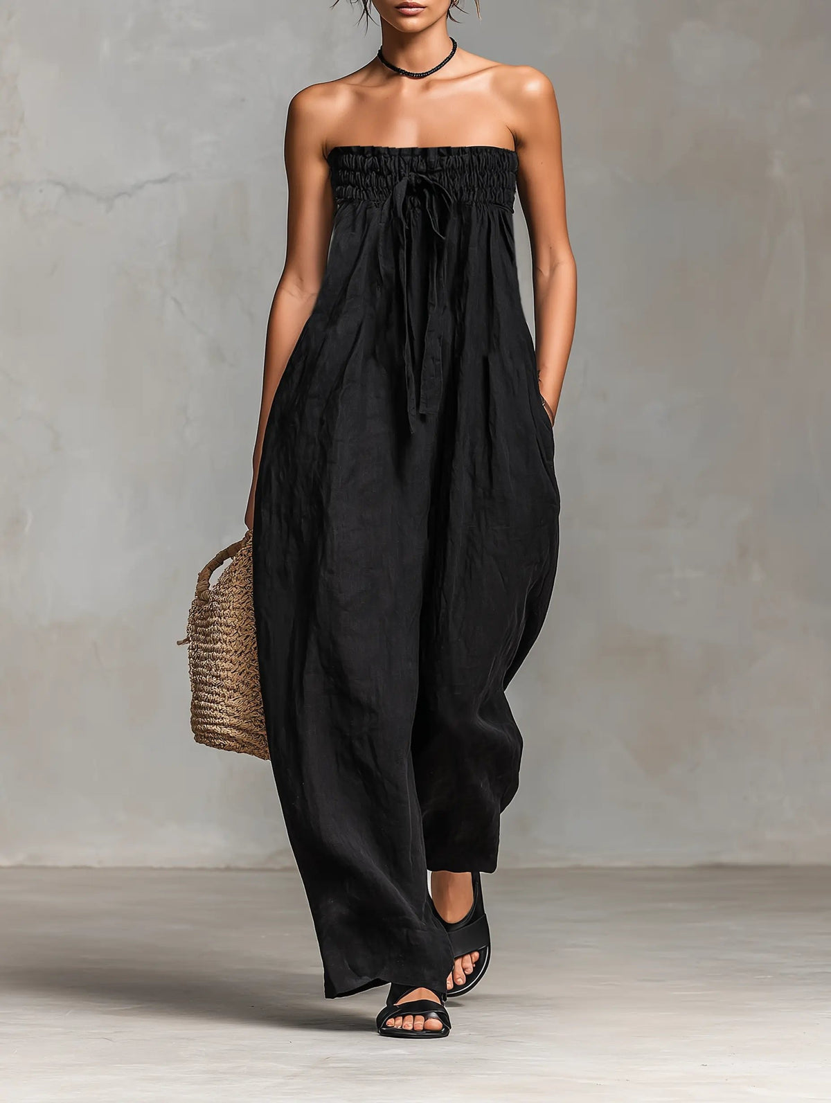 Haven Women's Jumpsuit with Strapless Neckline and Wide-Leg Design 0