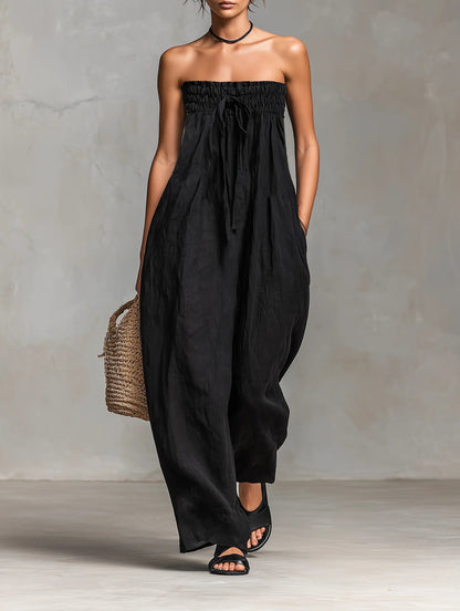 Haven Women's Jumpsuit with Strapless Neckline and Wide-Leg Design 0