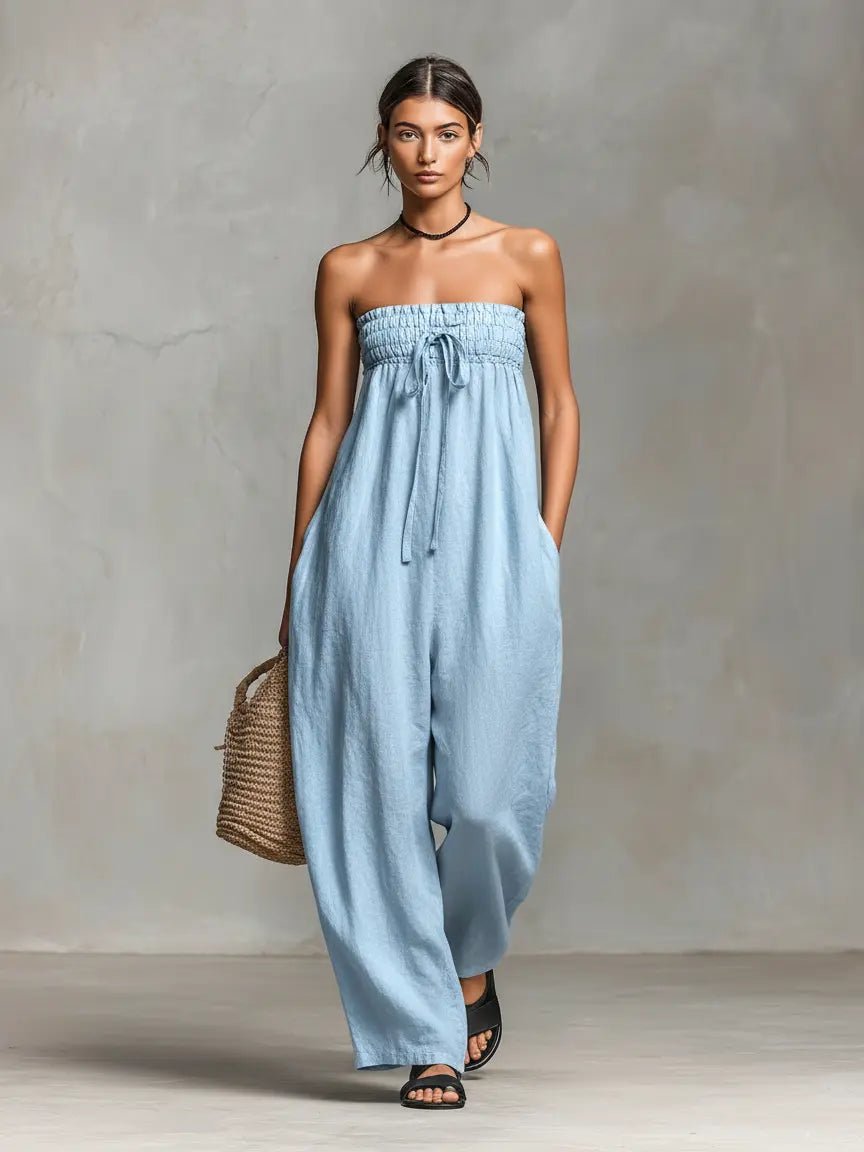 Haven Women's Jumpsuit with Strapless Neckline and Wide-Leg Design 2
