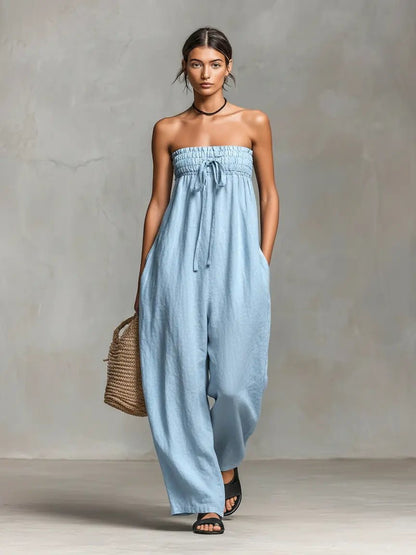 Haven Women's Jumpsuit with Strapless Neckline and Wide-Leg Design 2