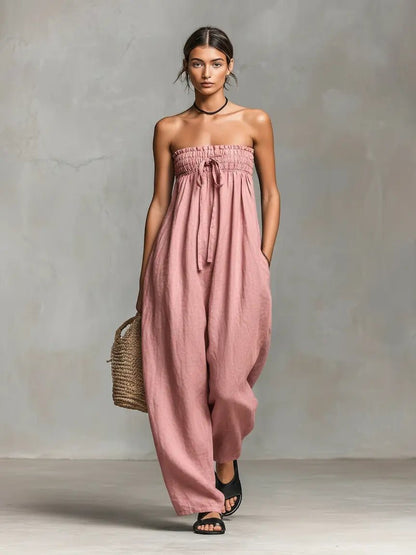 Haven Women's Jumpsuit with Strapless Neckline and Wide-Leg Design 3