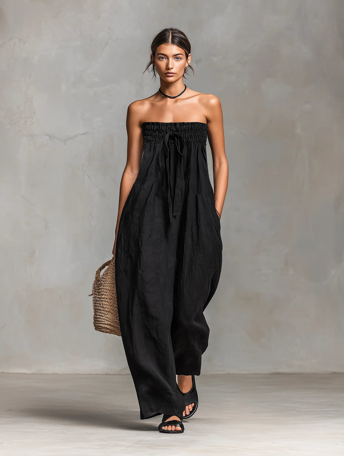 Haven Women's Jumpsuit with Strapless Neckline and Wide-Leg Design 6
