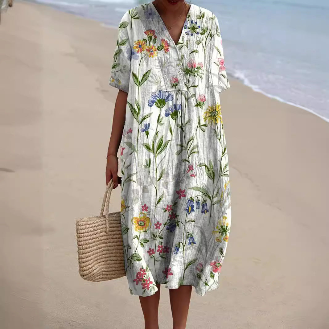 Haven Women’s Summer Dress with Colorful Floral Pattern and V-Neck 1