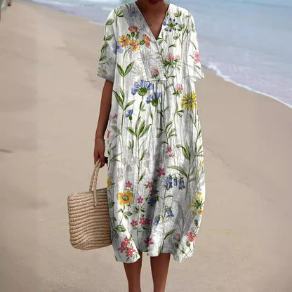 Haven Women’s Summer Dress with Colorful Floral Pattern and V-Neck 1