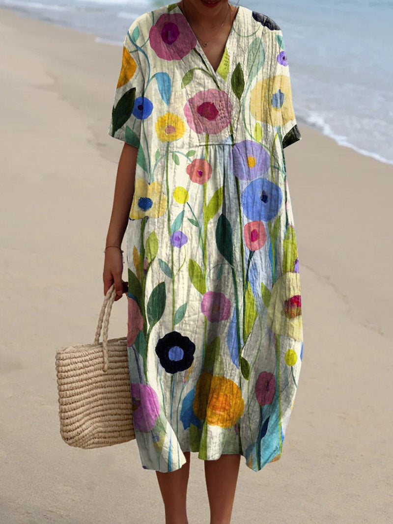 Haven Women’s Summer Dress with Colorful Floral Pattern and V-Neck 4