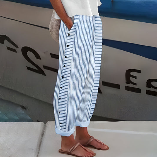 Haven Women’s Trousers with Relaxed Fit and Striped Pattern 0