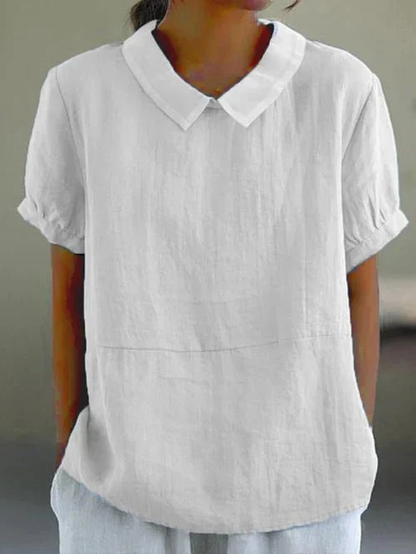 Hazel Women’s Blouse with Peter Pan Collar and Short Sleeves 1