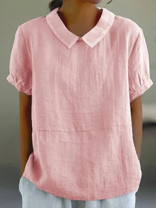 Hazel Women’s Blouse with Peter Pan Collar and Short Sleeves 2