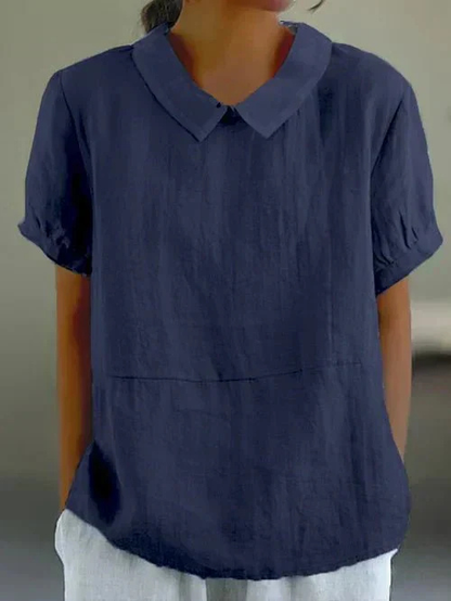 Hazel Women’s Blouse with Peter Pan Collar and Short Sleeves 3