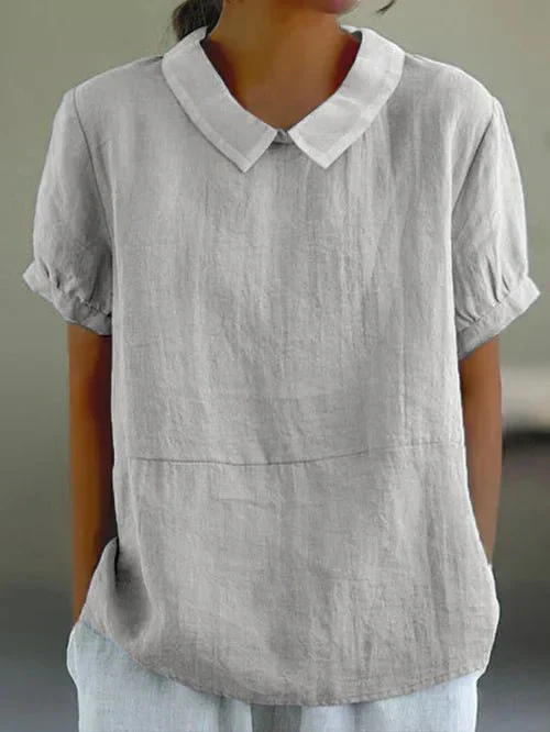 Hazel Women’s Blouse with Peter Pan Collar and Short Sleeves 4