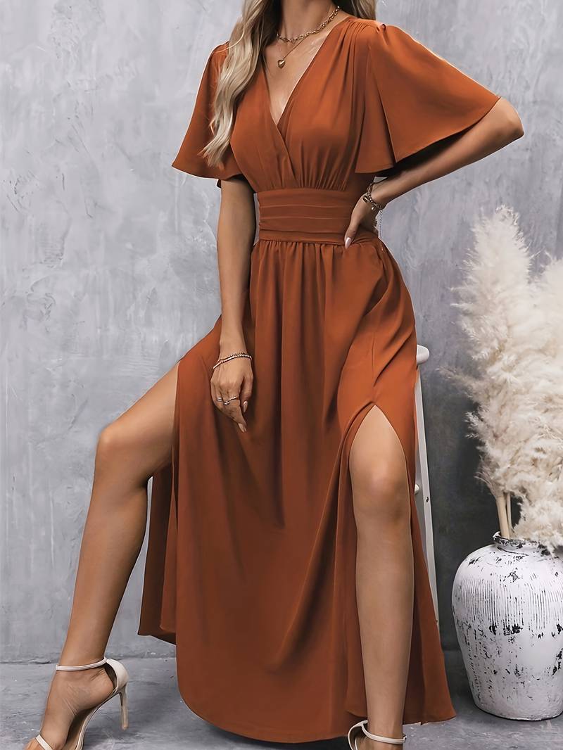 Heidi Women’s Dress with Ruffled Collar and Pleated Waist for Wedding Guests and Formal Events 2
