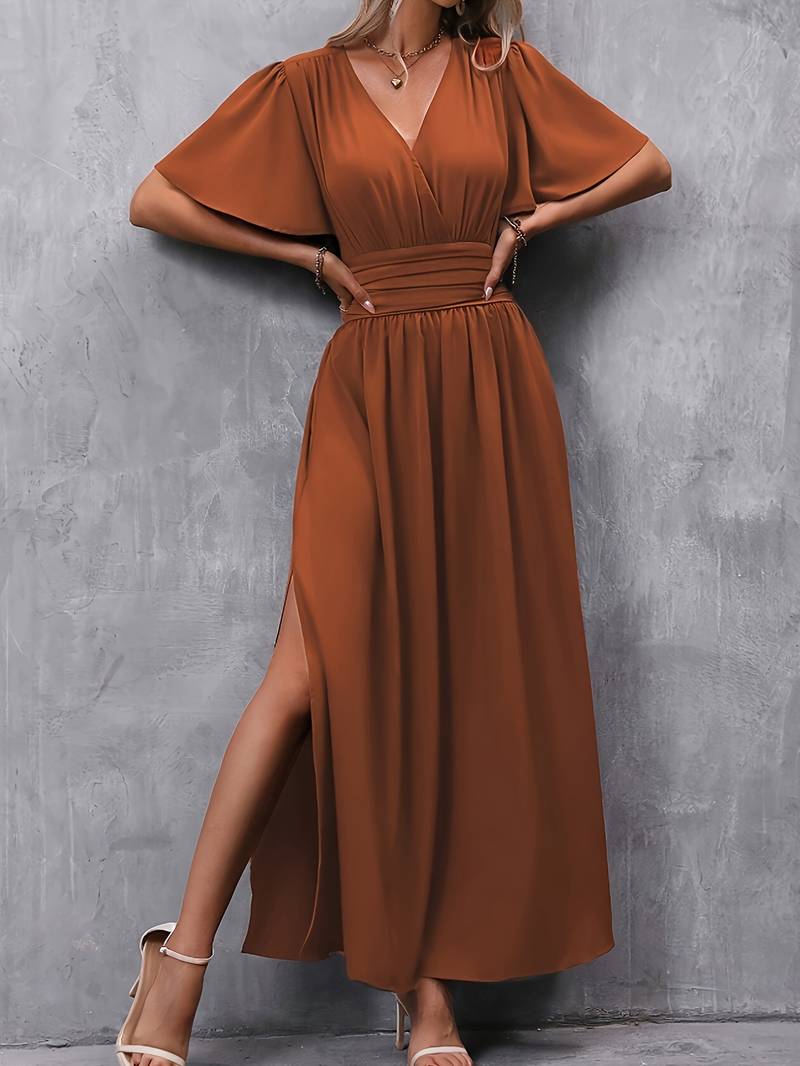 Heidi Women’s Dress with Ruffled Collar and Pleated Waist for Wedding Guests and Formal Events 4