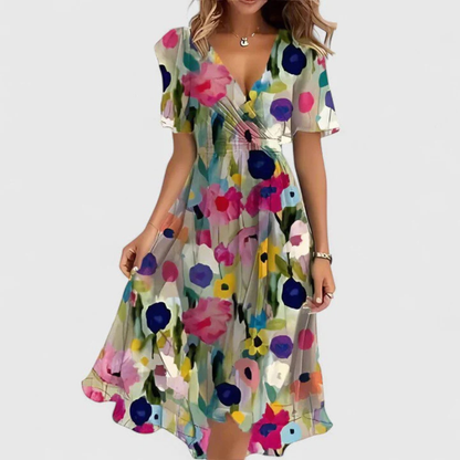 Hela Women’s Midi Dress with Floral Print and Flattering V-Neckline 7