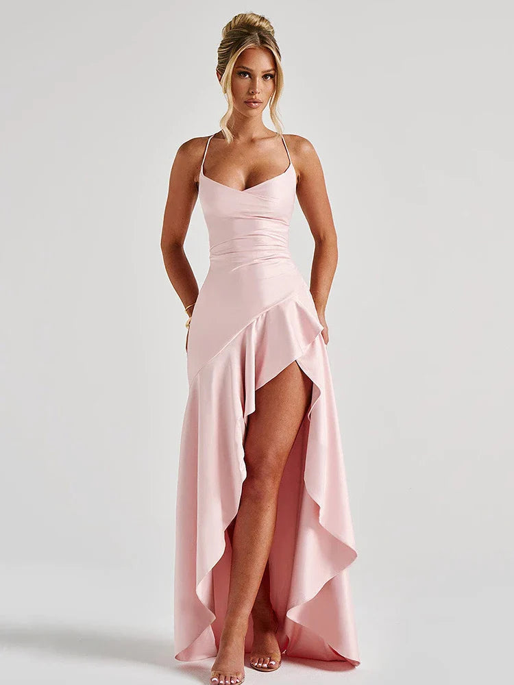 Helga Women’s Cocktail Dress with Spaghetti Straps and High Slit for Elegant Occasions 5