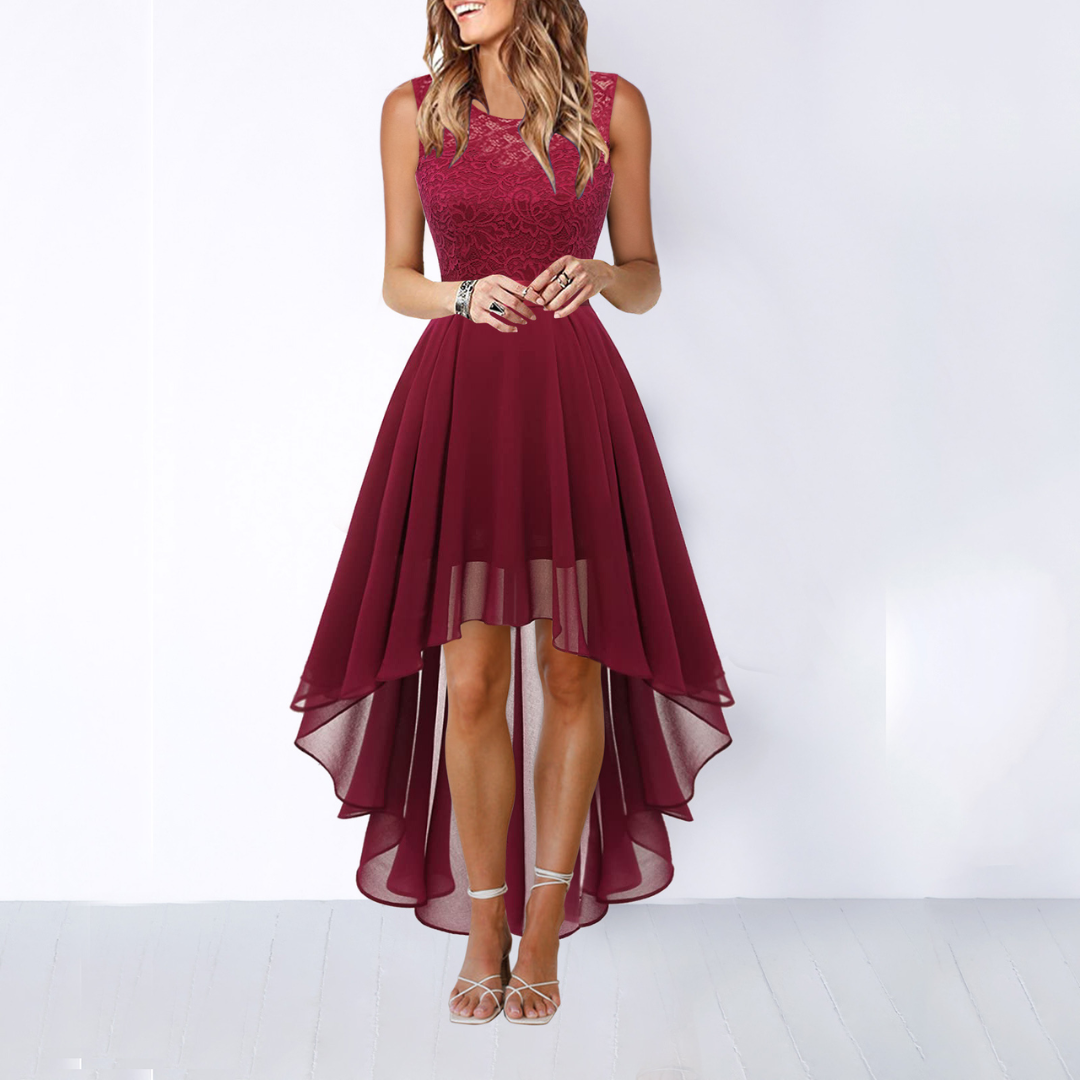 Helga Women’s Midi Dress with Elegant High-Low Hem and Flowing Silhouette for Summer Events 0