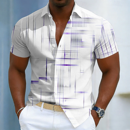 Hendrix Men’s Short Sleeve Shirt with Geometric Print and Button-Up Design 4